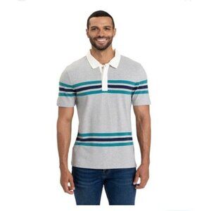 Threads 4 Thought Men's Size M Ashby Pique Striped Polo Shirt Organic Cotton NWT